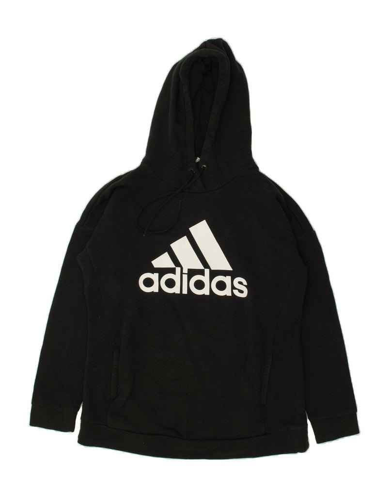 ADIDAS Womens Graphic Hoodie Jumper UK 8/10 Small Black Cotton | Vintage Adidas | Thrift | Second-Hand Adidas | Used Clothing | Messina Hembry 