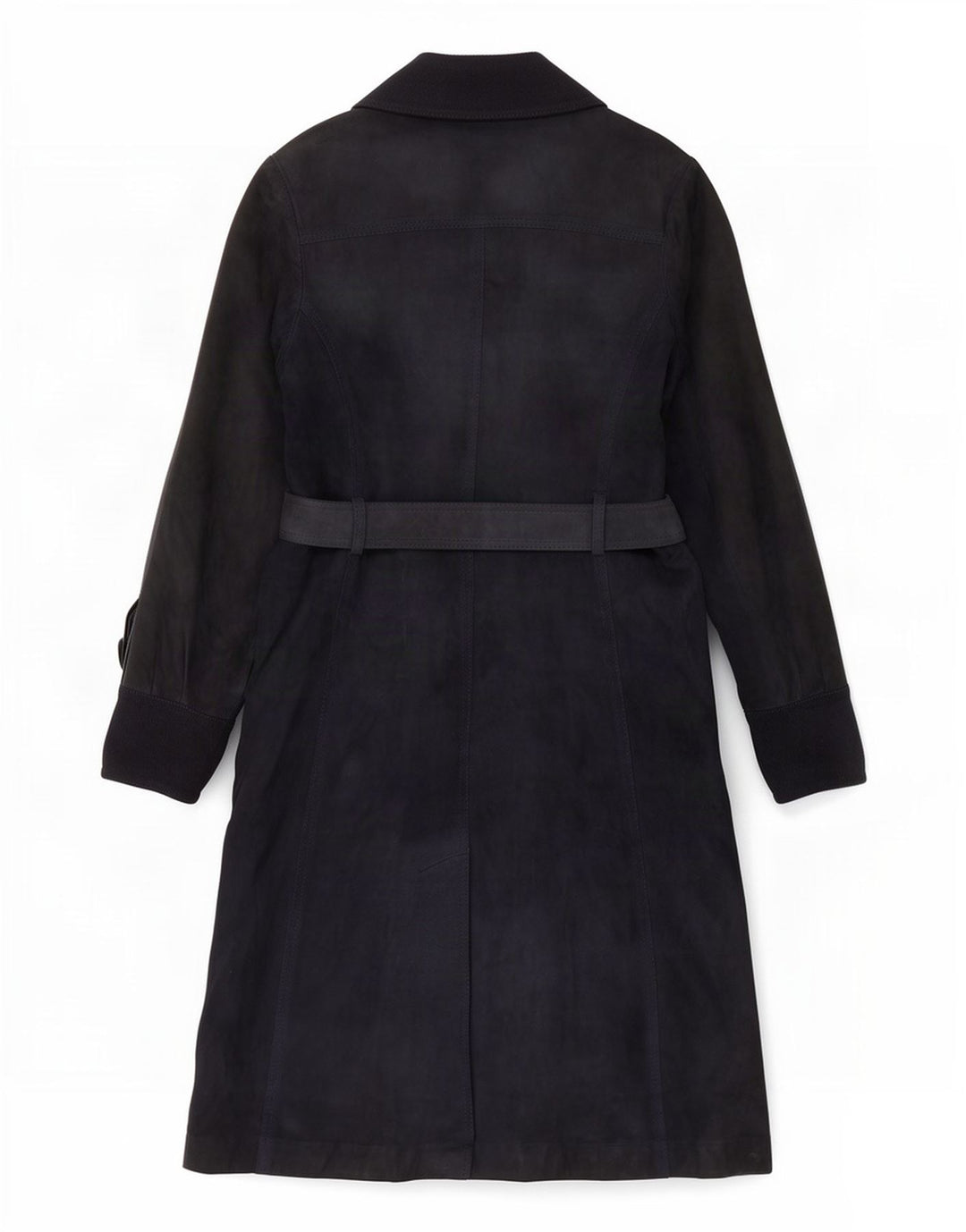 Vintage Womens Suede Overcoat UK 10 Small Navy Blue
