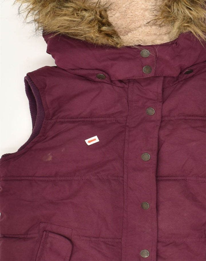FAT FACE Girls Hooded Padded Gilet 10-11 Years Burgundy Polyester | Vintage Fat Face | Thrift | Second-Hand Fat Face | Used Clothing | Messina Hembry 