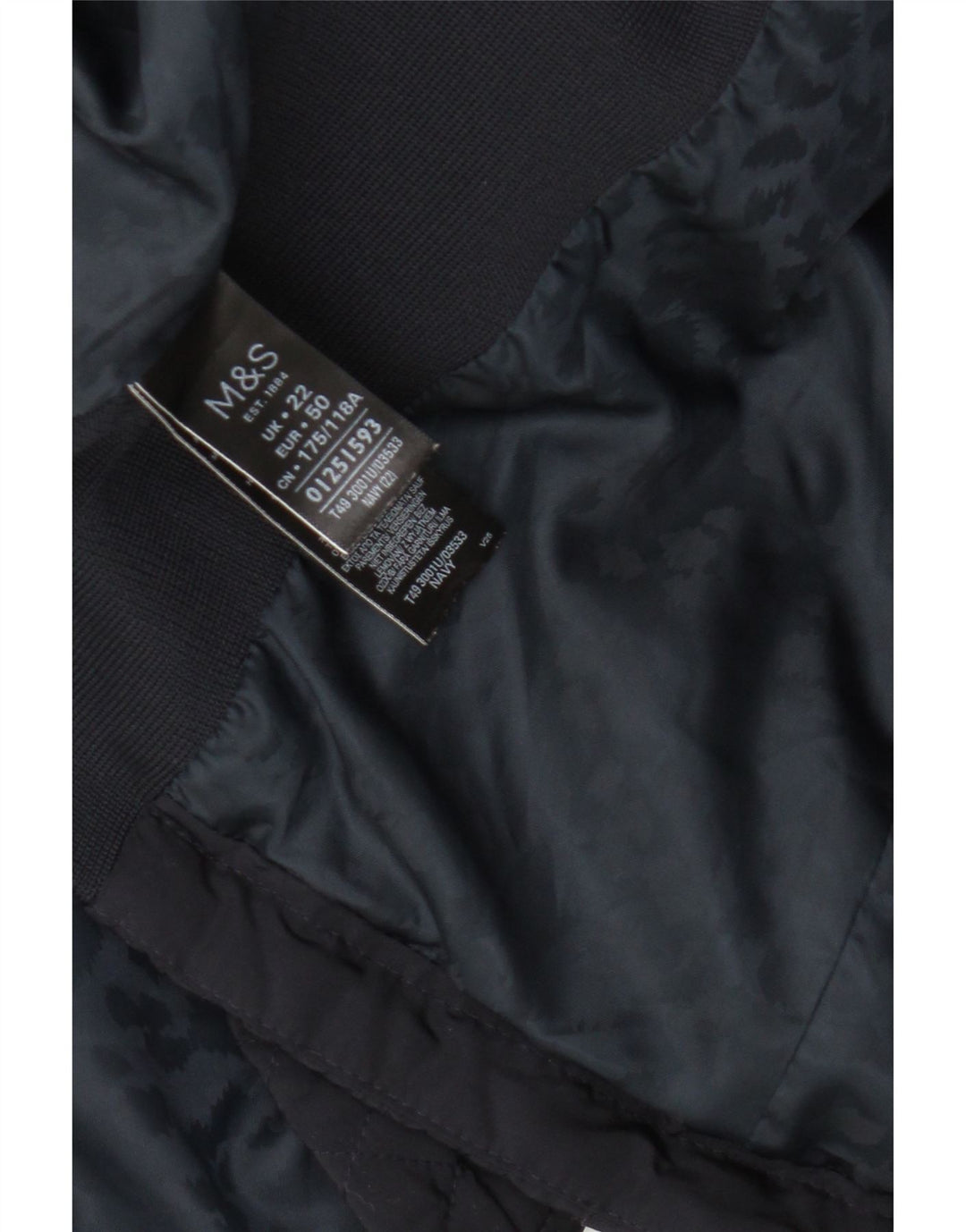 Marks & Spencer Womens Quilted Jacket UK 22 3XL Navy Blue Polyester