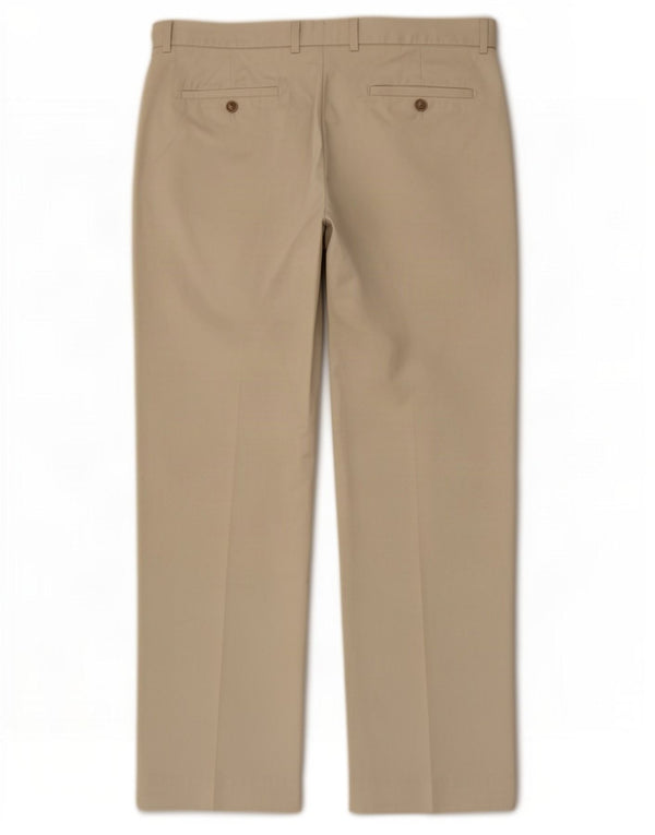 Marks & Spencer Mens Straight Suit Trousers W34 L29 Beige Cotton