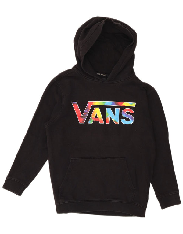 Vans Boys Graphic Hoodie Jumper 12-13 Years Large Black Cotton