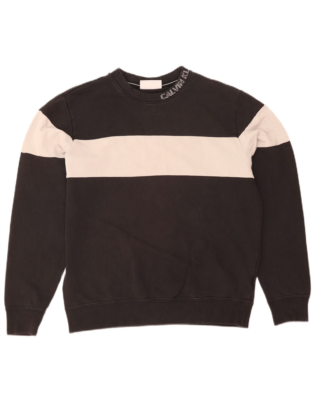 Calvin Klein Jeans Mens Graphic Sweatshirt Jumper Medium Black Colourblock