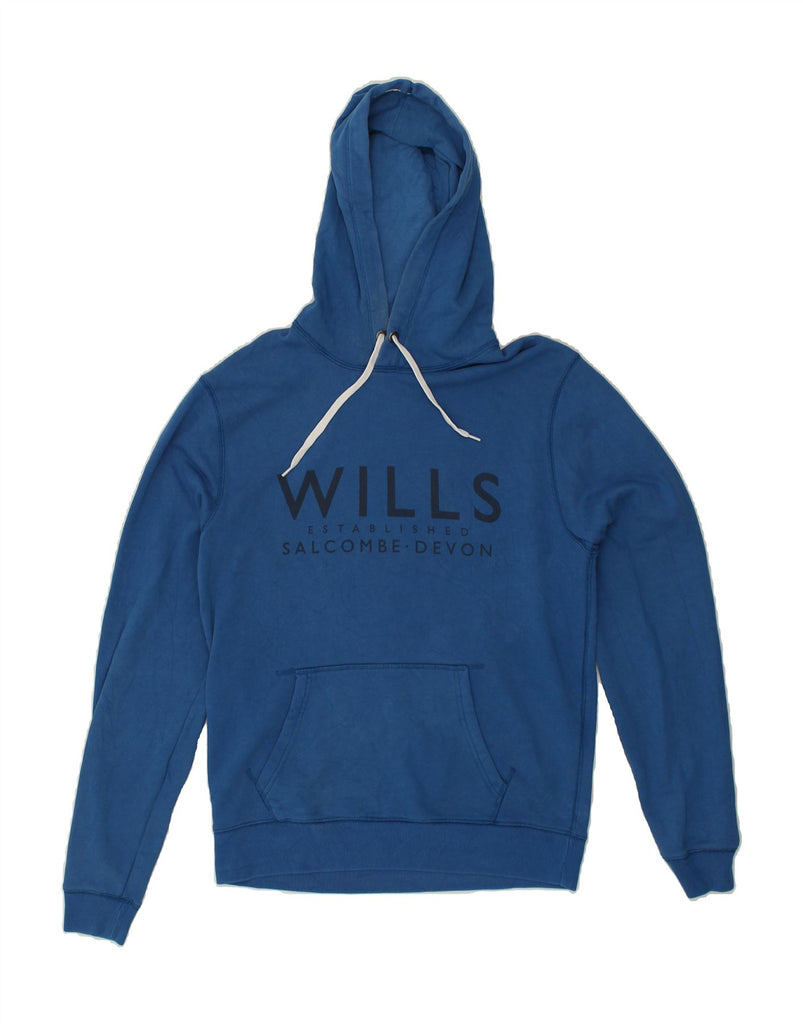 JACK WILLS Mens Devon Classic Fit Graphic Hoodie Jumper Small Blue Cotton | Vintage Jack Wills | Thrift | Second-Hand Jack Wills | Used Clothing | Messina Hembry 