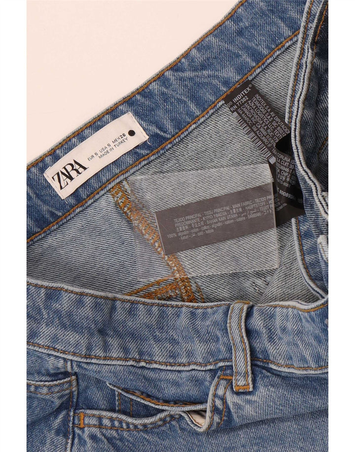 Zara Womens Asymmetric Denim Skirt Small W26  Blue Patchwork Cotton