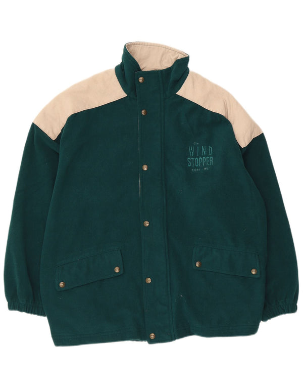 Vintage Mens Graphic Loose Fit Fleece Jacket UK 36 Small Green Colourblock
