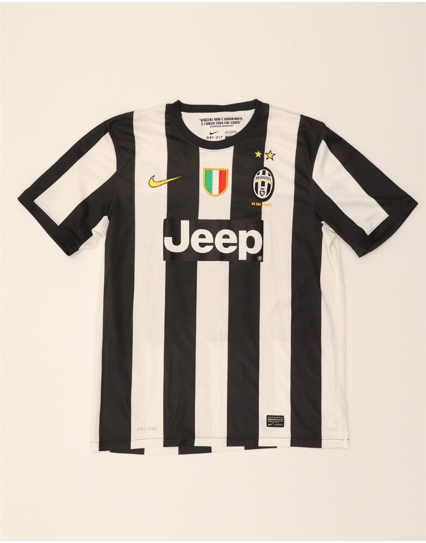 NIKE Mens Juventus Italy 2012-2013 Home Football Shirt Large Black Striped Vintage Nike and Second-Hand Nike from Messina Hembry 