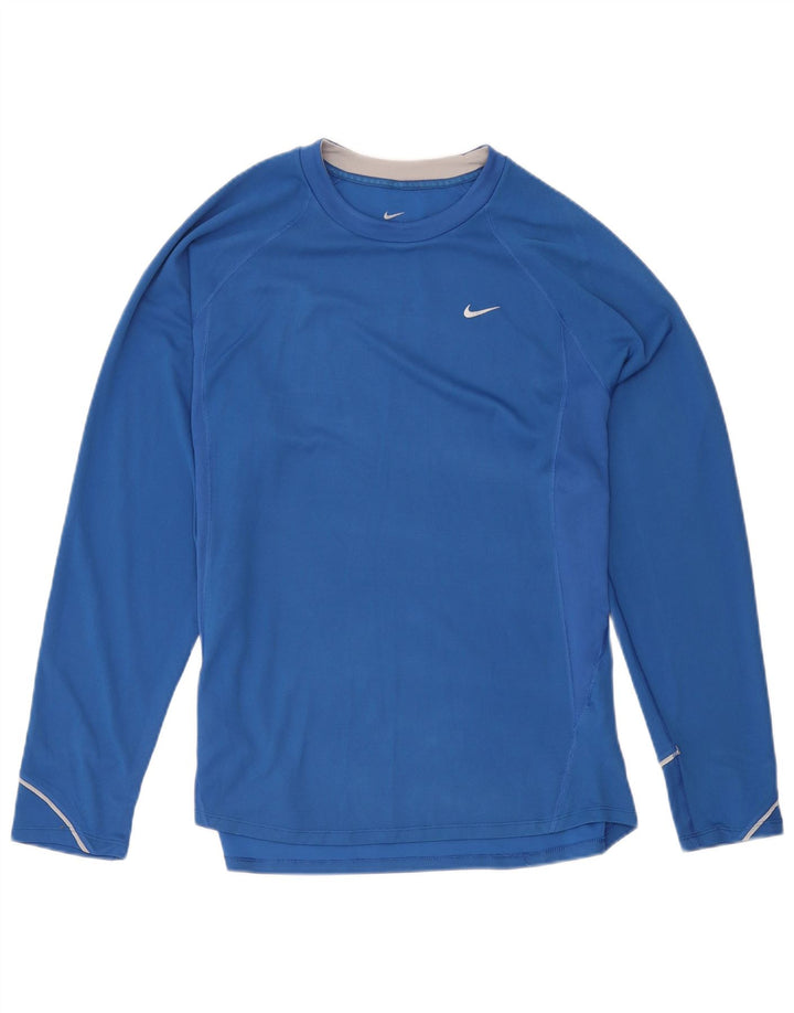 Nike Womens Dri Fit Top Long Sleeve UK 20/22 XL Blue Polyester