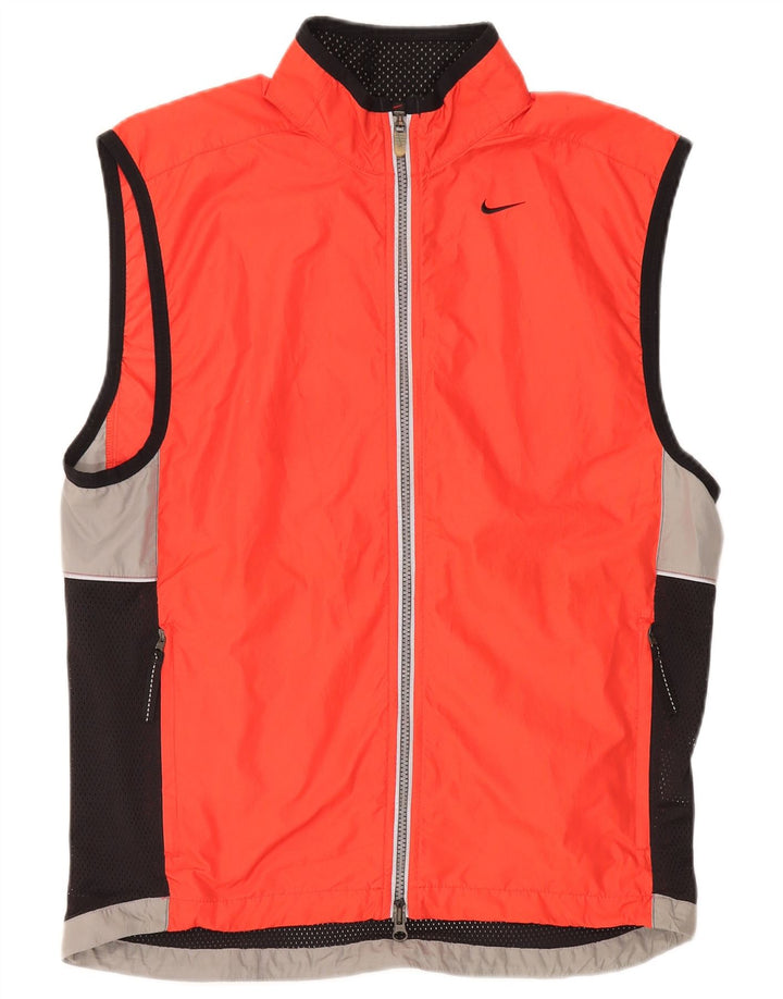 NIKE Mens Sleeveless Tracksuit Top Jacket Medium Orange Colourblock