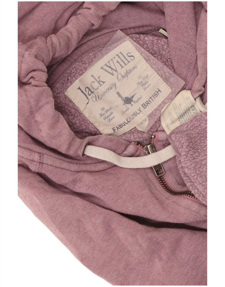 Jack Wills Womens Graphic Zip Hoodie Sweater UK 10 Small Pink Polyester