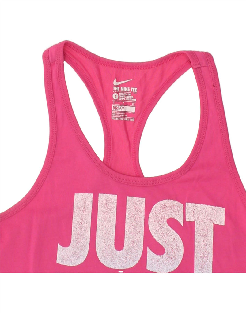 NIKE Womens Dri Fit Graphic Vest Top UK 8 Small Pink | Vintage Nike | Thrift | Second-Hand Nike | Used Clothing | Messina Hembry 