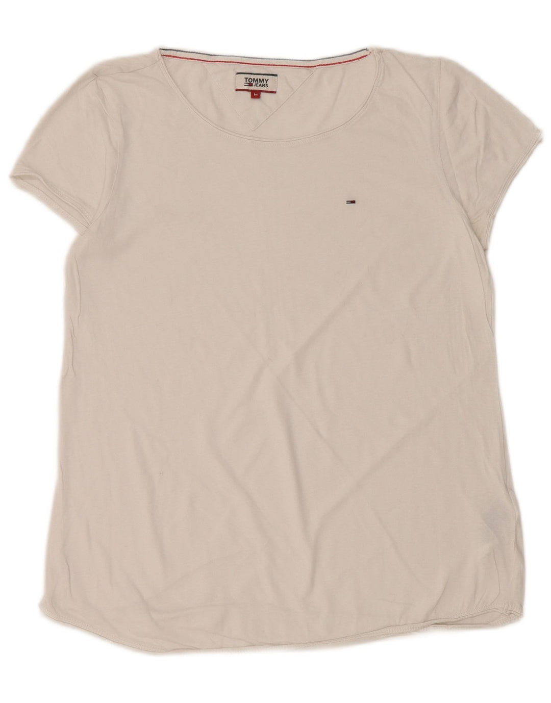 TOMMY HILFIGER Womens T-Shirt Top UK 14 Medium White Cotton