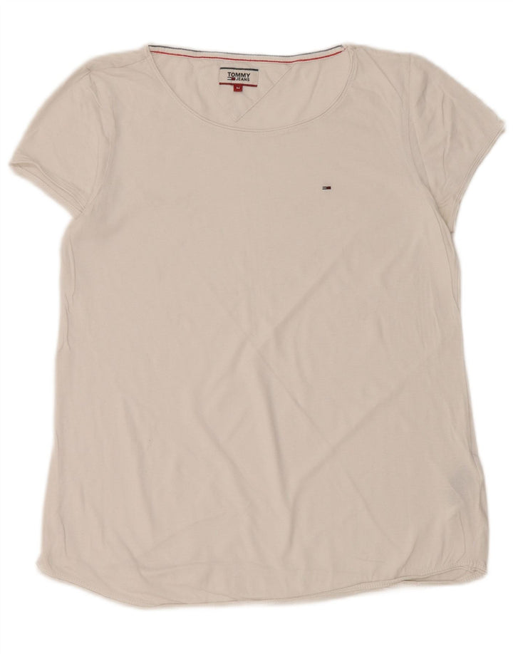 TOMMY HILFIGER Womens T-Shirt Top UK 14 Medium White Cotton