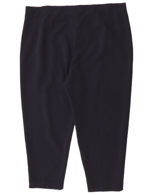 Marks & Spencer Womens High Waist Cropped Trousers UK 22 3XL W42 L26 Navy B