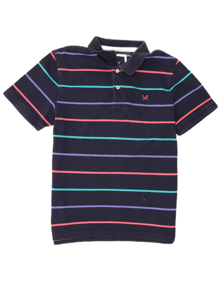 Crew Clothing Mens Polo Shirt Medium Navy Blue Striped Cotton