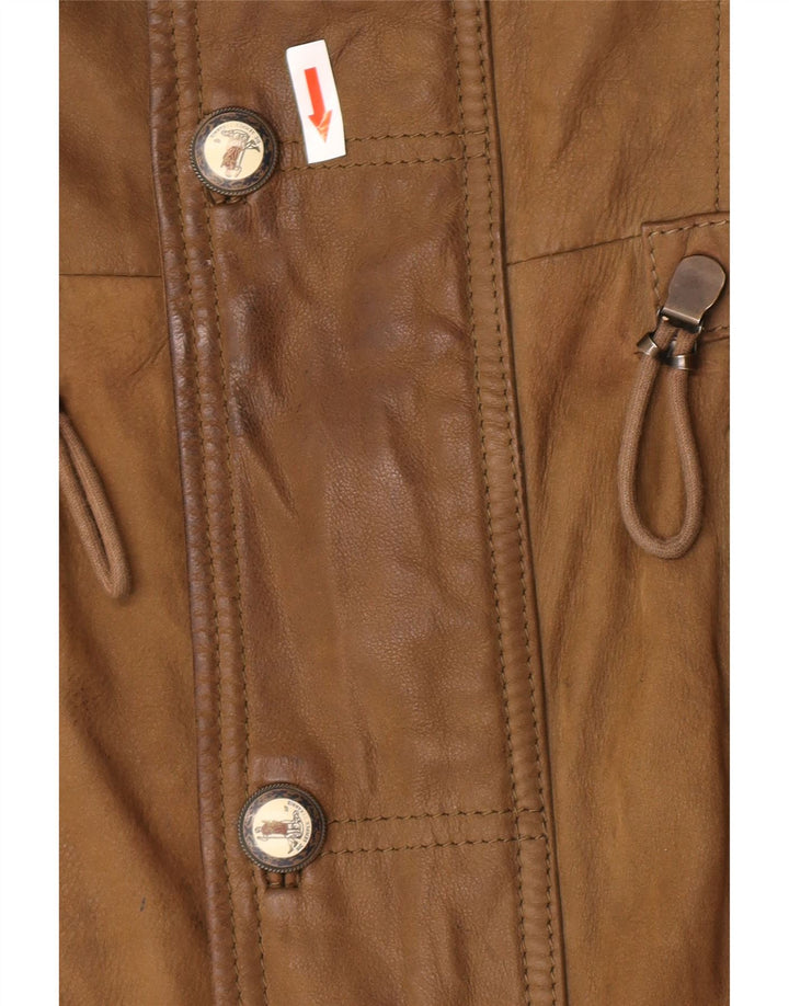 Martin Eden Mens Leather Coat IT 50 Large Khaki Leather
