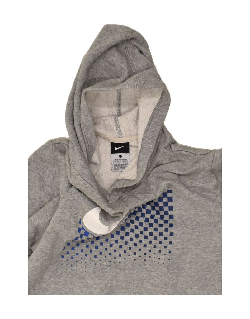 NIKE Boys Graphic Hoodie Jumper 12-13 Years Large Grey Cotton | Vintage Nike | Thrift | Second-Hand Nike | Used Clothing | Messina Hembry 