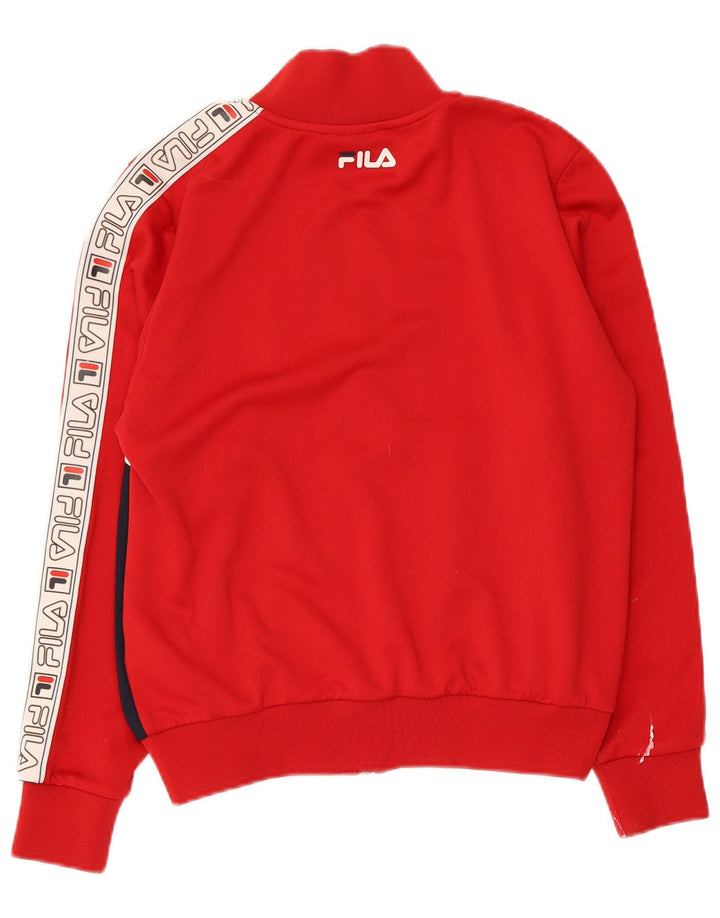FILA Womens Graphic Tracksuit Top Jacket UK 14 Medium Red Colourblock