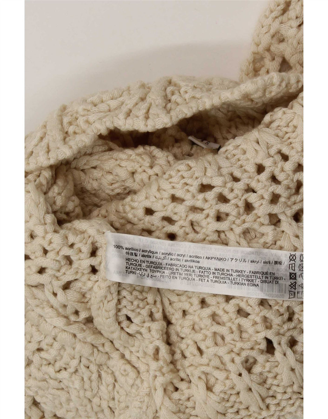 Zara Womens Knit See Through Top UK 8 Small Beige Acrylic