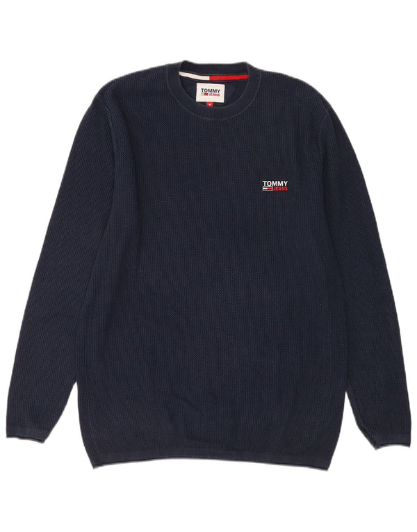 Tommy Hilfiger Mens Crew Neck Jumper Sweater Medium Navy Blue Cotton