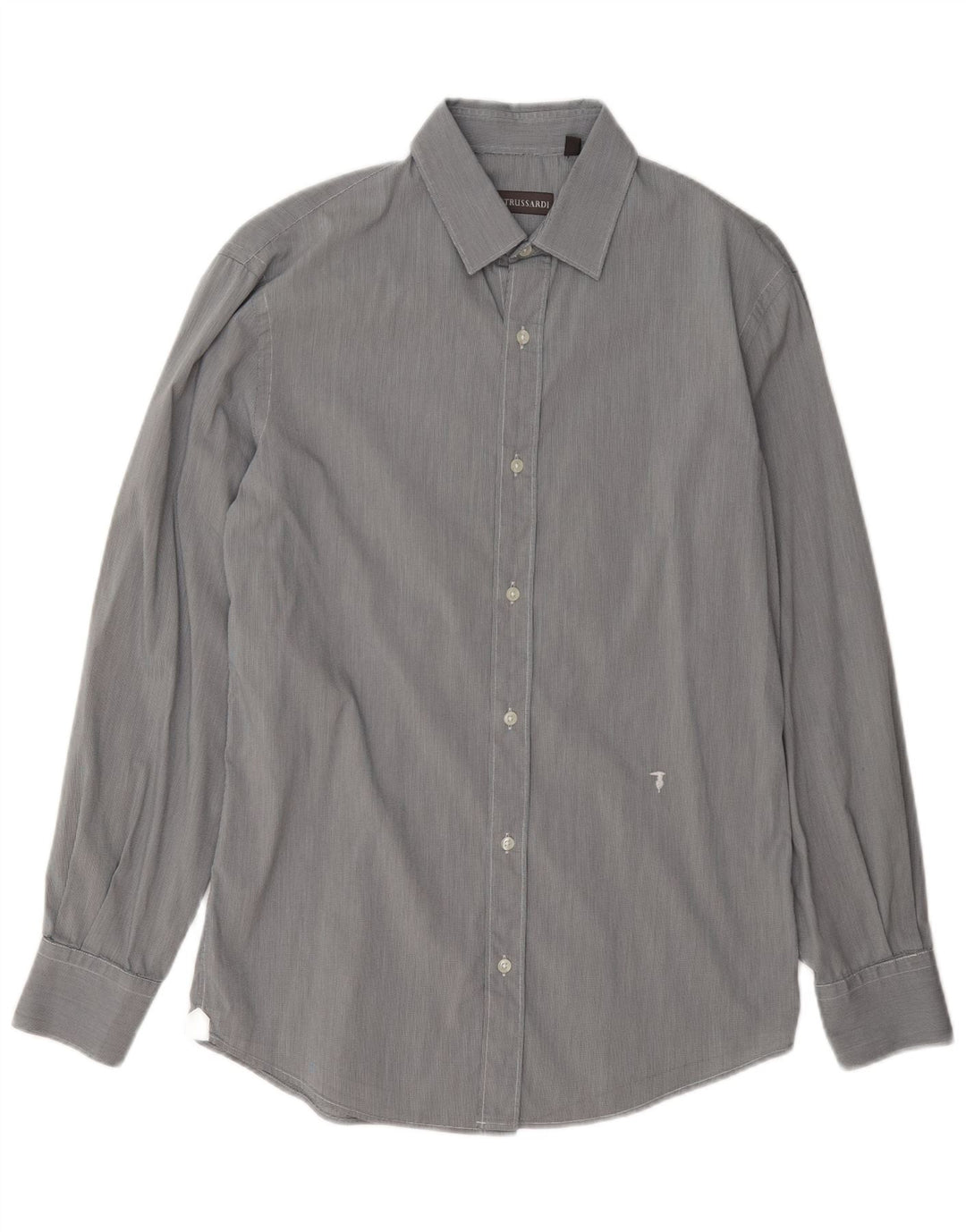 Trussardi Mens Shirt Size 39 Medium Grey Houndstooth