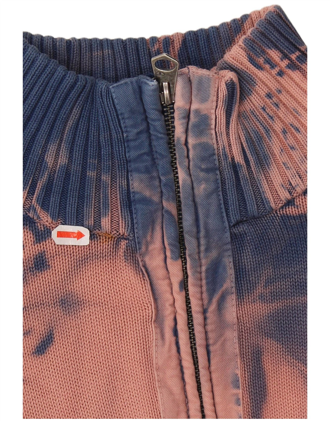 TOM TAILOR Mens Zip Neck Jumper Sweater XL Blue Tie Dye Cotton