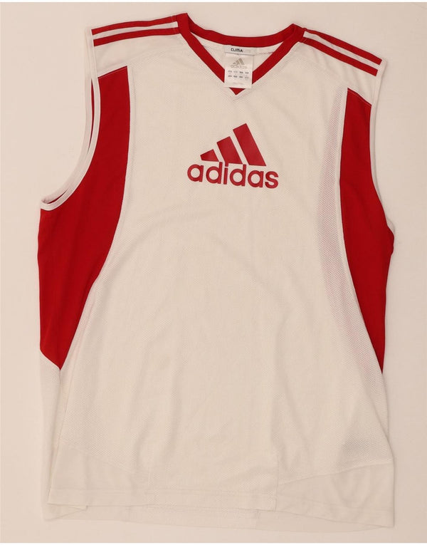 Adidas Mens Climalite Graphic Vest Top Medium White Colourblock Polyester