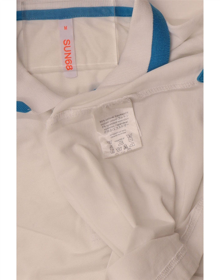 Sun68 Mens Polo Shirt Medium White Colourblock Cotton