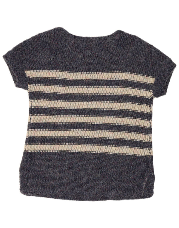 Gap Womens Short Sleeve Crew Neck Jumper Sweater UK 6 XS Navy Blue Striped