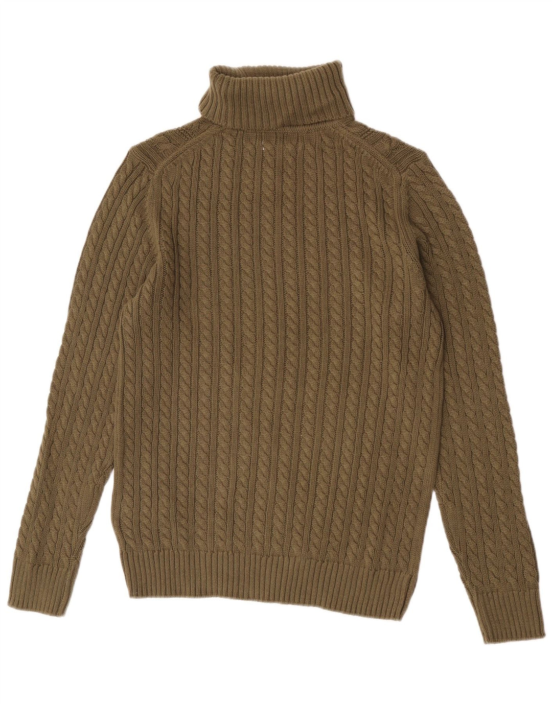 Vintage Mens Roll Neck Jumper Sweater Medium Green Cotton