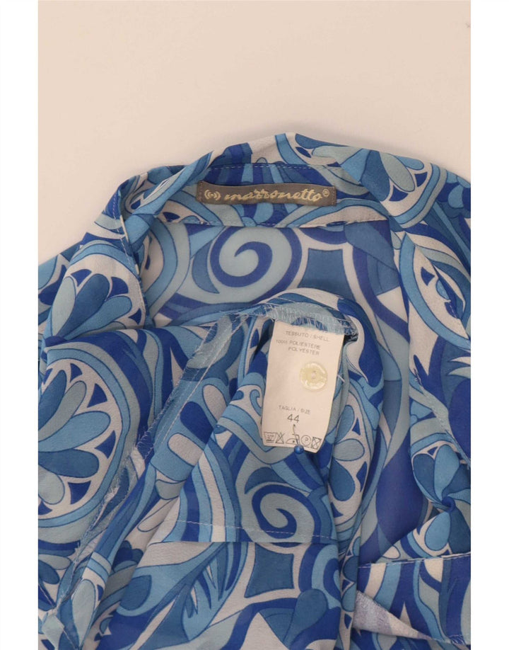 Marronetto Womens Short Sleeve Shirt Blouse IT 44 Medium Blue Paisley