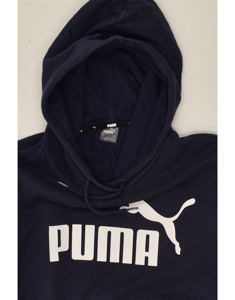 PUMA Mens Graphic Hoodie Jumper XL Navy Blue Cotton | Vintage Puma | Thrift | Second-Hand Puma | Used Clothing | Messina Hembry 