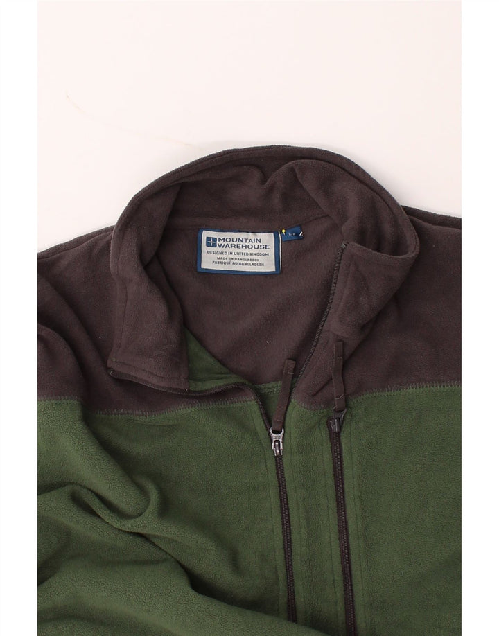 MOUNTAIN WAREHOUSE Mens Zip Neck Fleece Jumper Small Green Colourblock Vintage Mountain Warehouse and Second-Hand Mountain Warehouse from Messina Hembry 