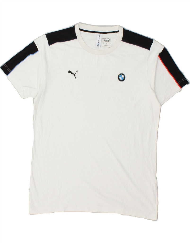 PUMA Mens BMW Graphic T-Shirt Top Medium White Cotton | Vintage Puma | Thrift | Second-Hand Puma | Used Clothing | Messina Hembry 