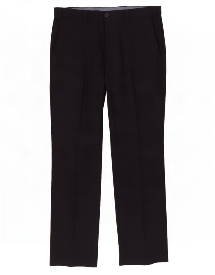 Marks & Spencer Mens Regular Chino Trousers W34 L31 Navy Blue Polyester