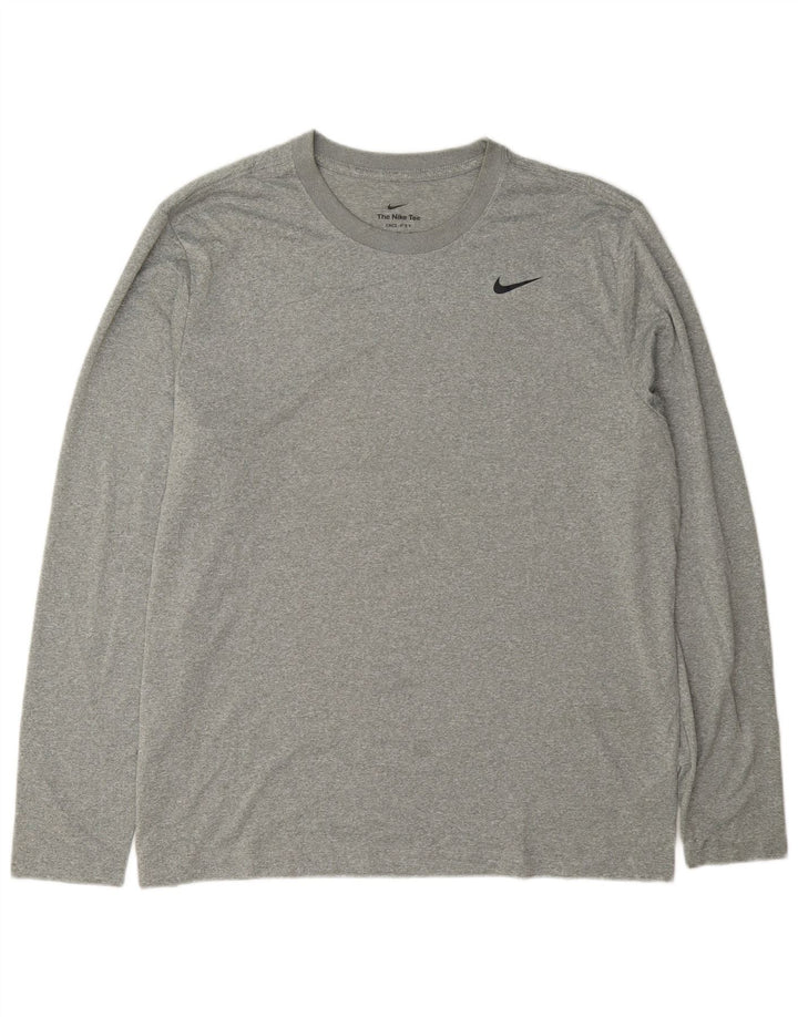 Nike Mens Dri Fit Top Long Sleeve XL Grey Flecked Polyester