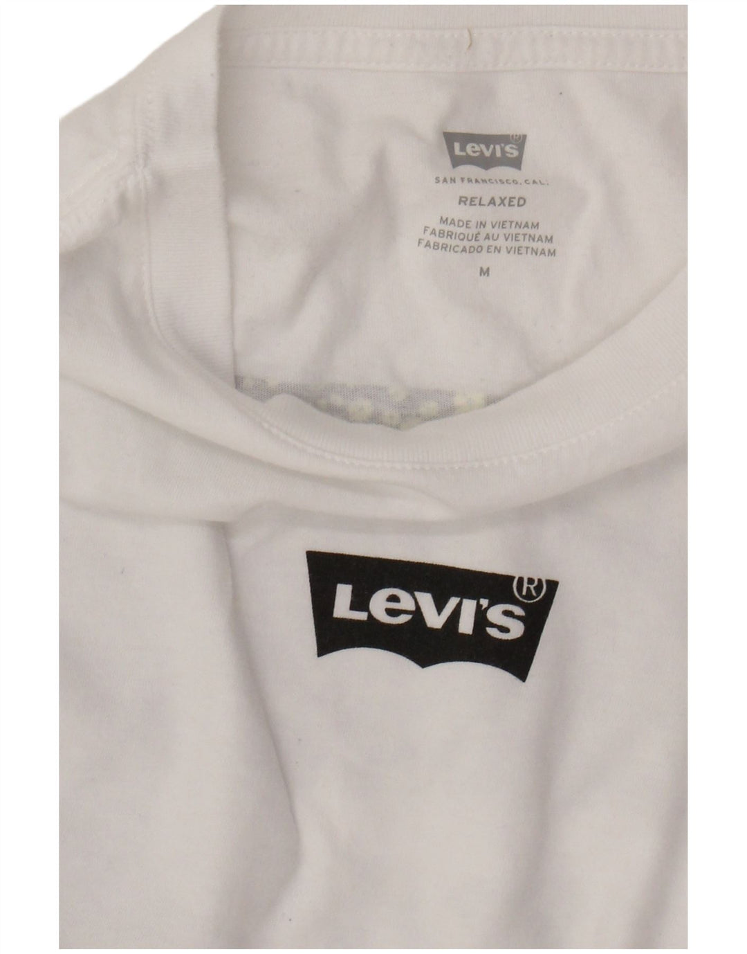 LEVI'S Mens Relaxed Graphic Top Long Sleeve Medium White Cotton