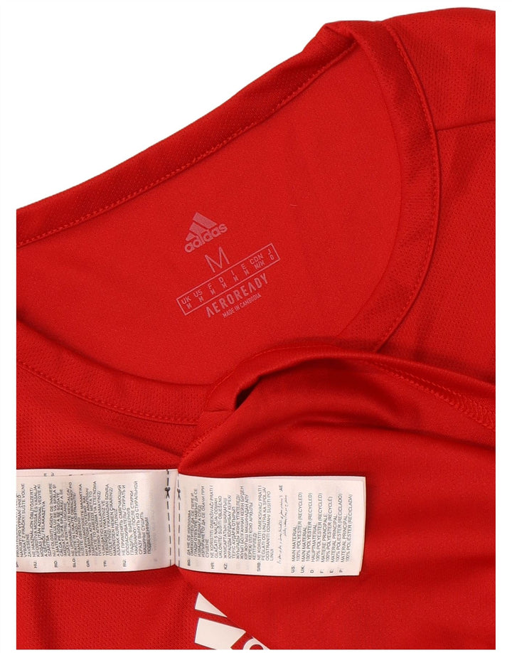 Adidas Mens Aeroready T-Shirt Top Medium Red Colourblock Polyester