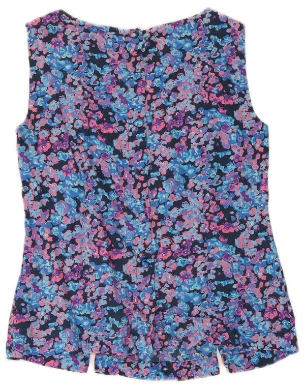 Boden Womens Blouse Top UK 10 Small Blue Floral Viscose