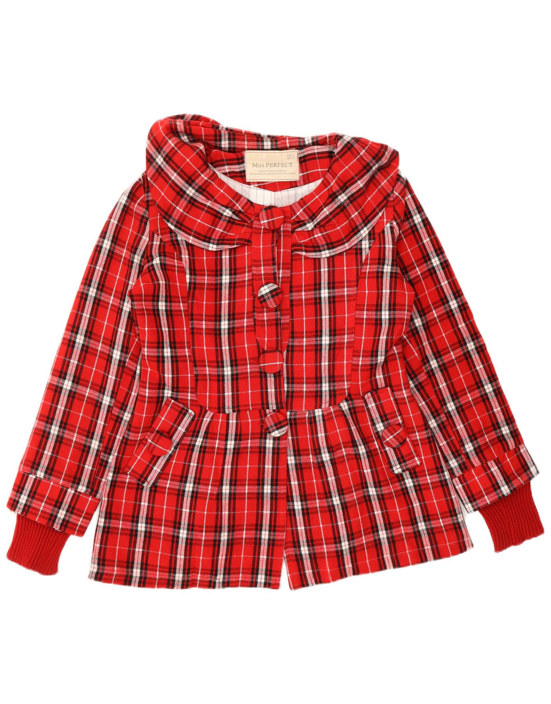 Vintage Womens Short Overcoat EU 40 Medium Red Check