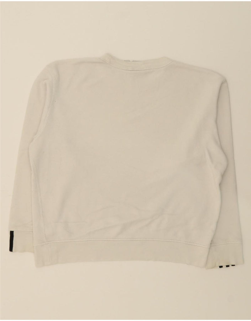 ADIDAS Womens Oversized Sweatshirt Jumper UK 10 Small White Cotton Vintage Adidas and Second-Hand Adidas from Messina Hembry 