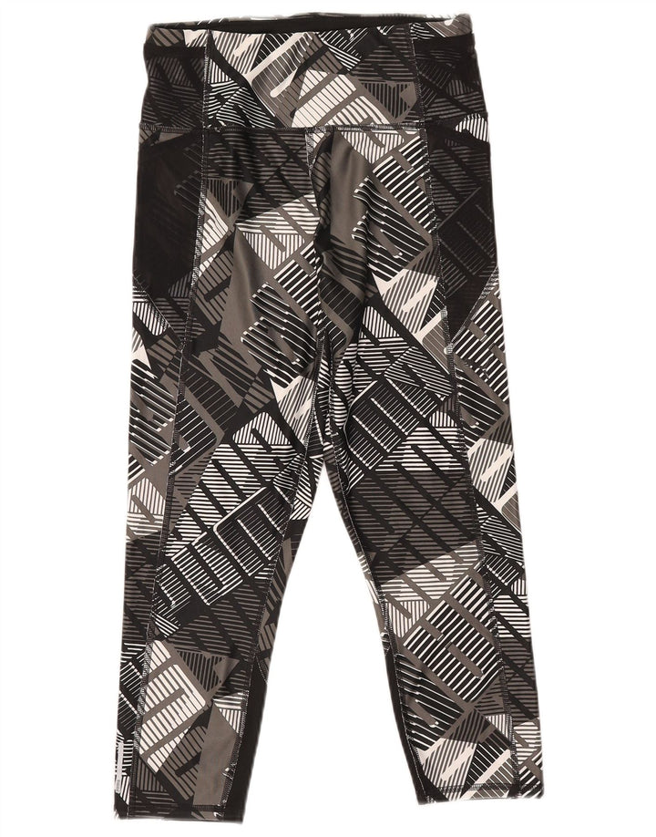Puma Womens Capri Leggings UK 12 Medium Black Geometric Polyester