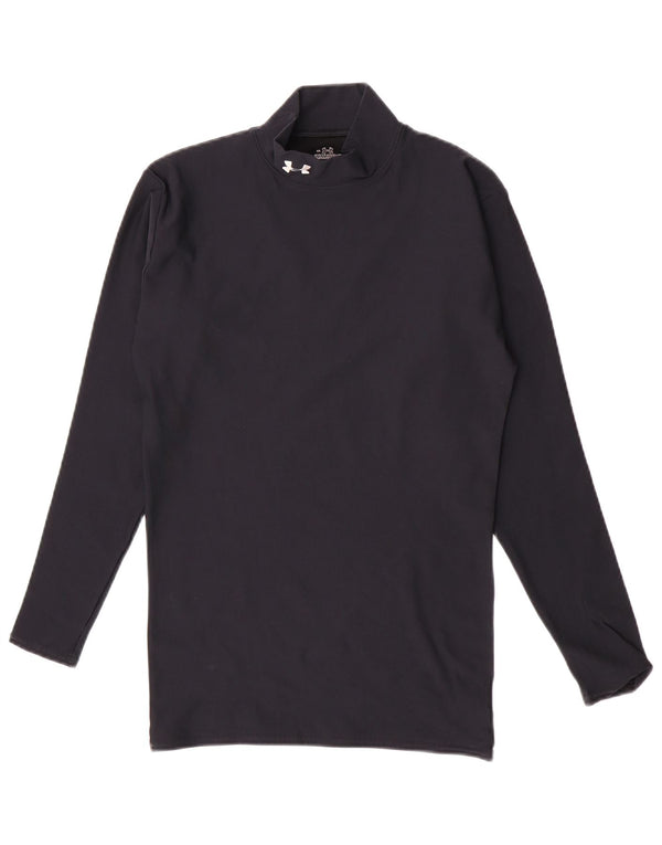 Under Armour Womens Top Long Sleeve UK 14 Large Navy Blue Nylon