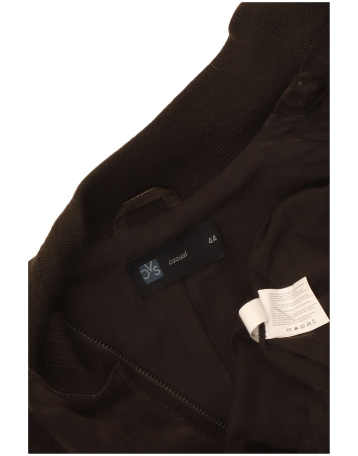 OVS Womens Military Suede Bomber Jacket IT 44 Medium Brown Leather