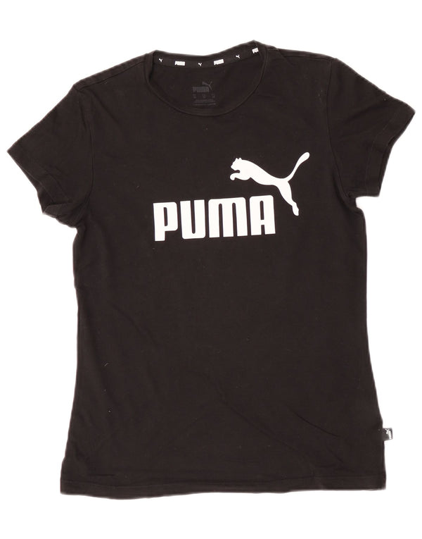 Puma Womens Graphic T-Shirt Top UK 6 XS Black