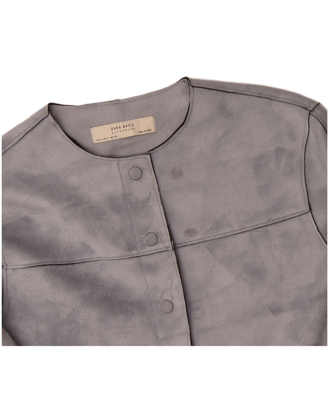 ZARA Womens Oversized Crop Bomber Jacket UK 10 Small Grey Polyester