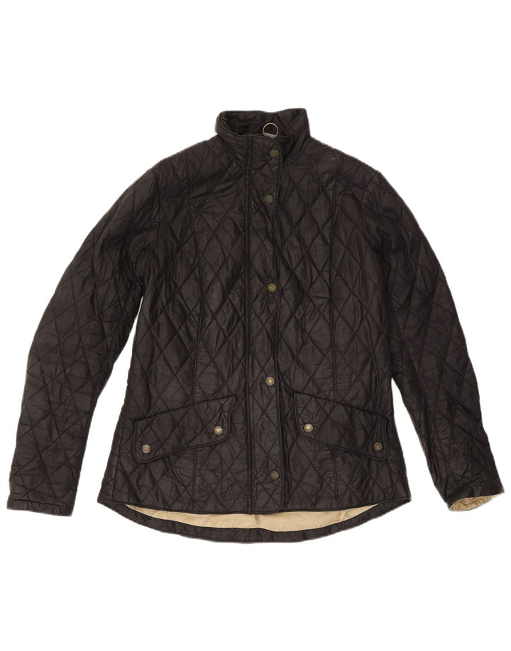 Barbour Womens Quilted Jacket UK 12 Medium Black Polyamide