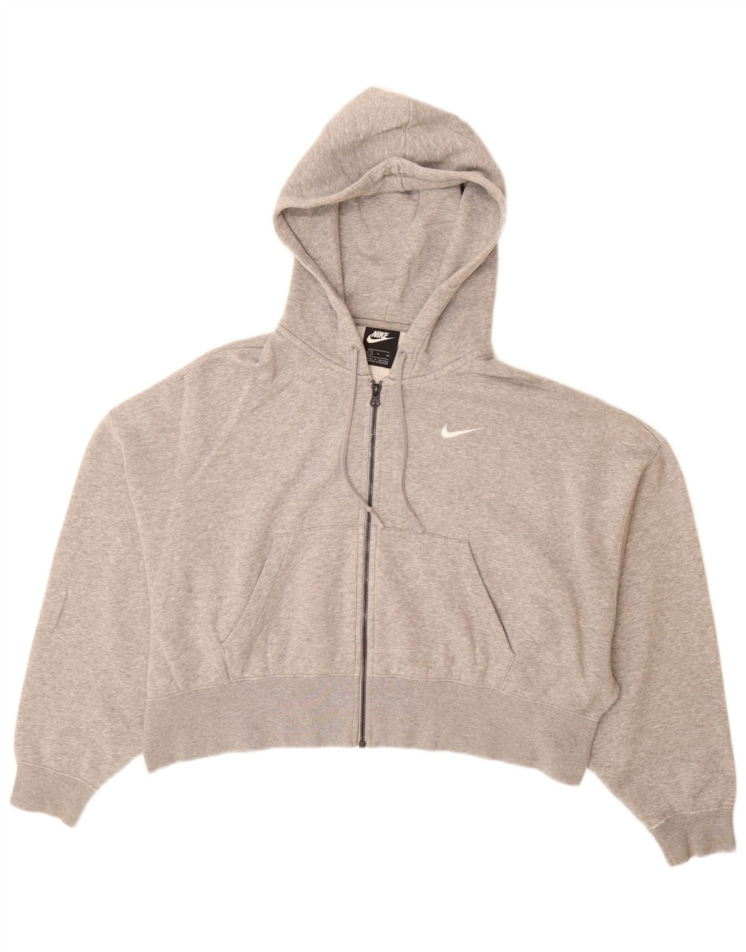 Nike Womens Oversized Zip Hoodie Sweater UK 10 Small Grey Cotton