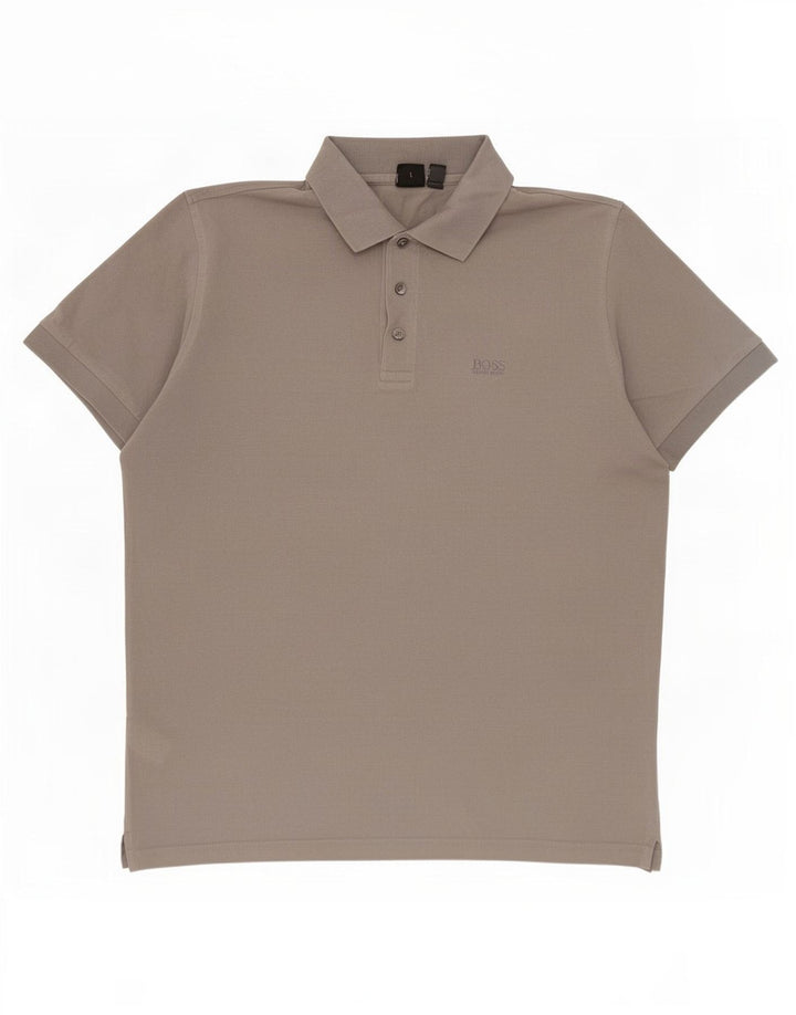 Hugo Boss Mens Polo Shirt Large Grey Cotton