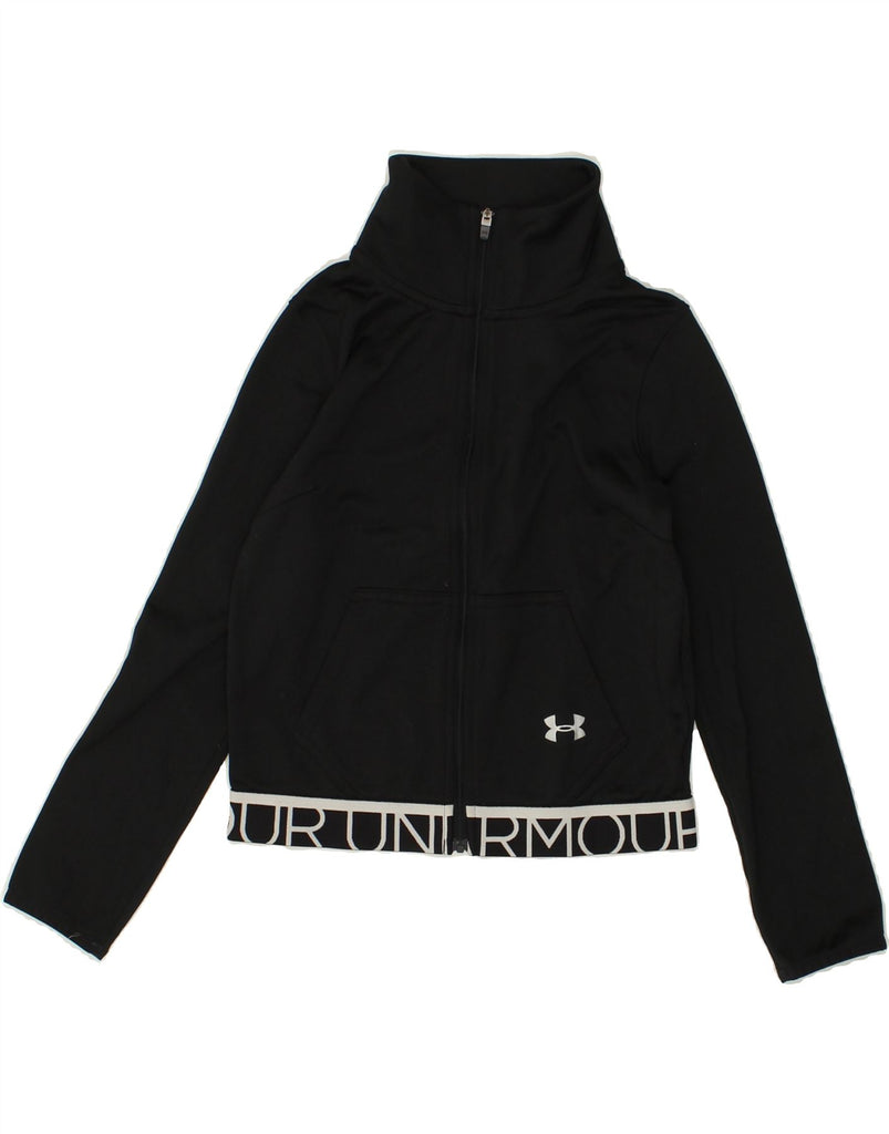 UNDER ARMOUR Girls Graphic Tracksuit Top Jacket 7-8 Years Small Black | Vintage Under Armour | Thrift | Second-Hand Under Armour | Used Clothing | Messina Hembry 
